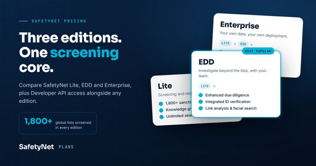 SafetyNet pricing: Lite, EDD and Enterprise editions compared